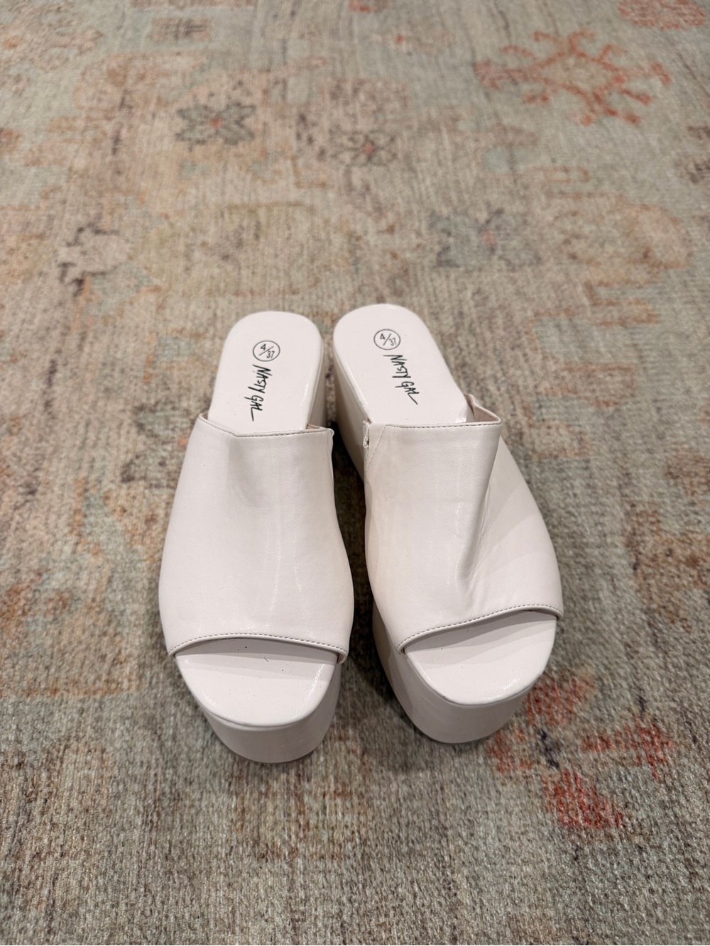 Nasty Gal White Platform Mule Slides